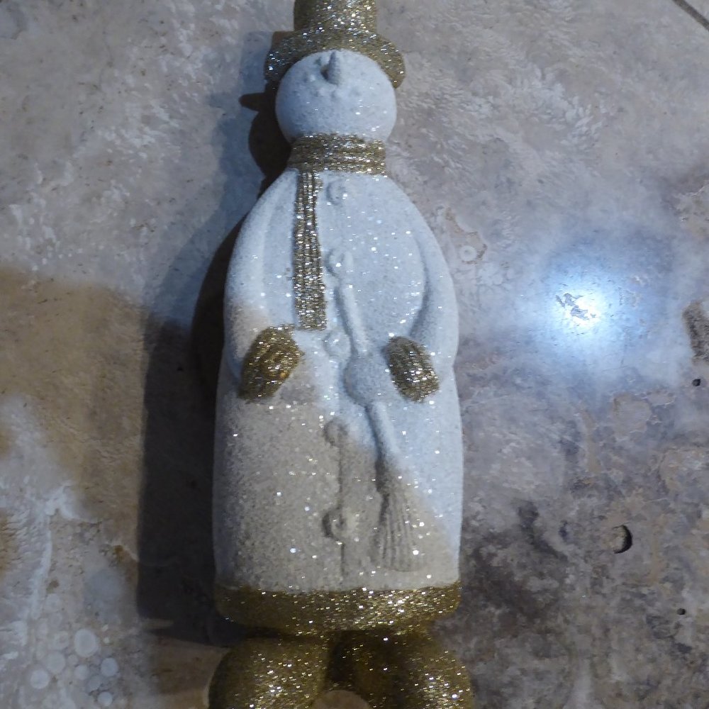 MICHAELS  GLITTER  H 12"  CHRISTMAS FIGURINE, white / gold